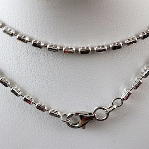 Cadena de cuentas de plata de ley 925 de 16 a 18 pulgadas, italiana, con baño de rodio, collar de cuentas oblongas de 2 mm con corte de diamante, regalo para pinza de langosta. Envío rápido, gratis.