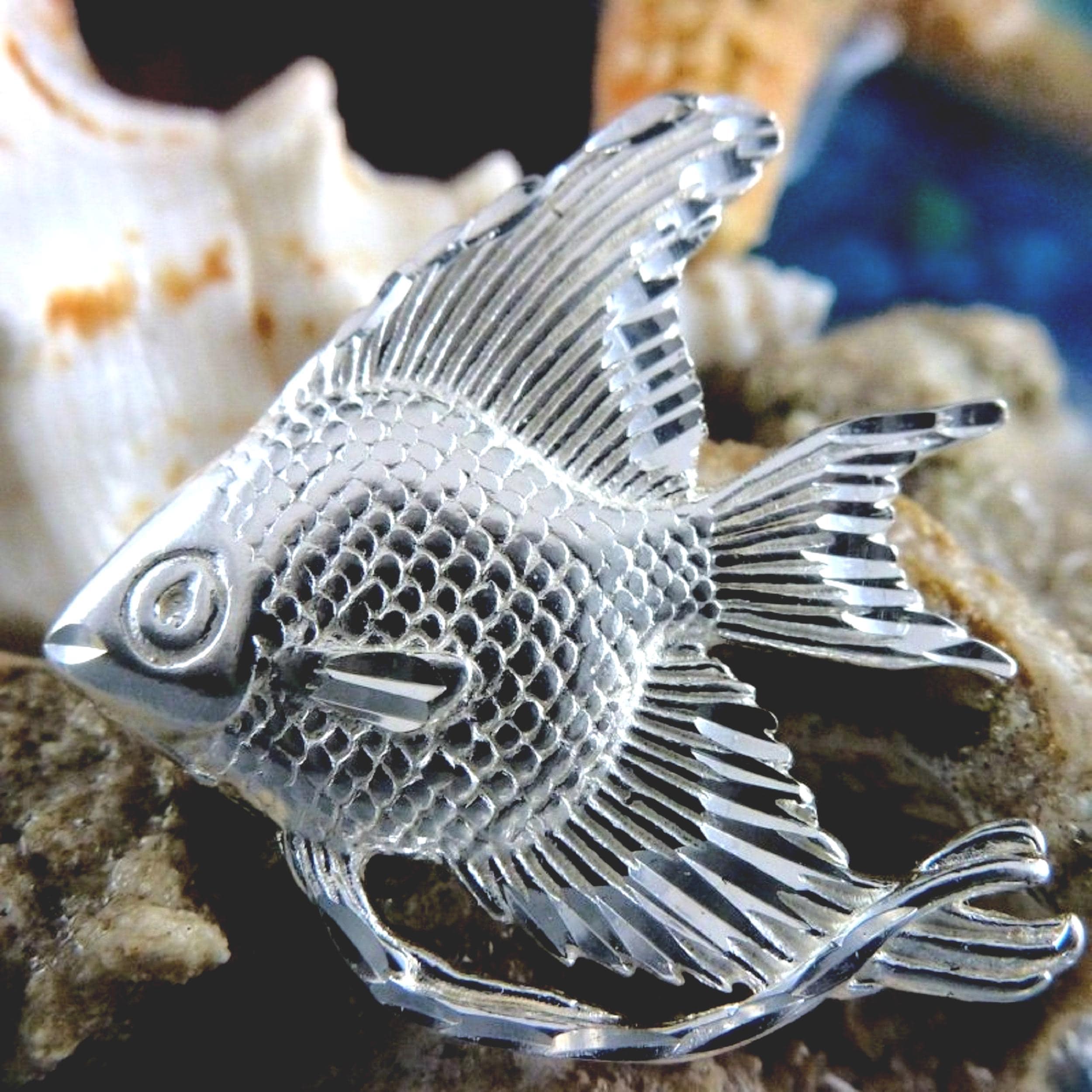 暑っシルバーエンゼルフィッシュ置物 SILVER ANGEL-FISH Freshwater Angelfish - Etsy