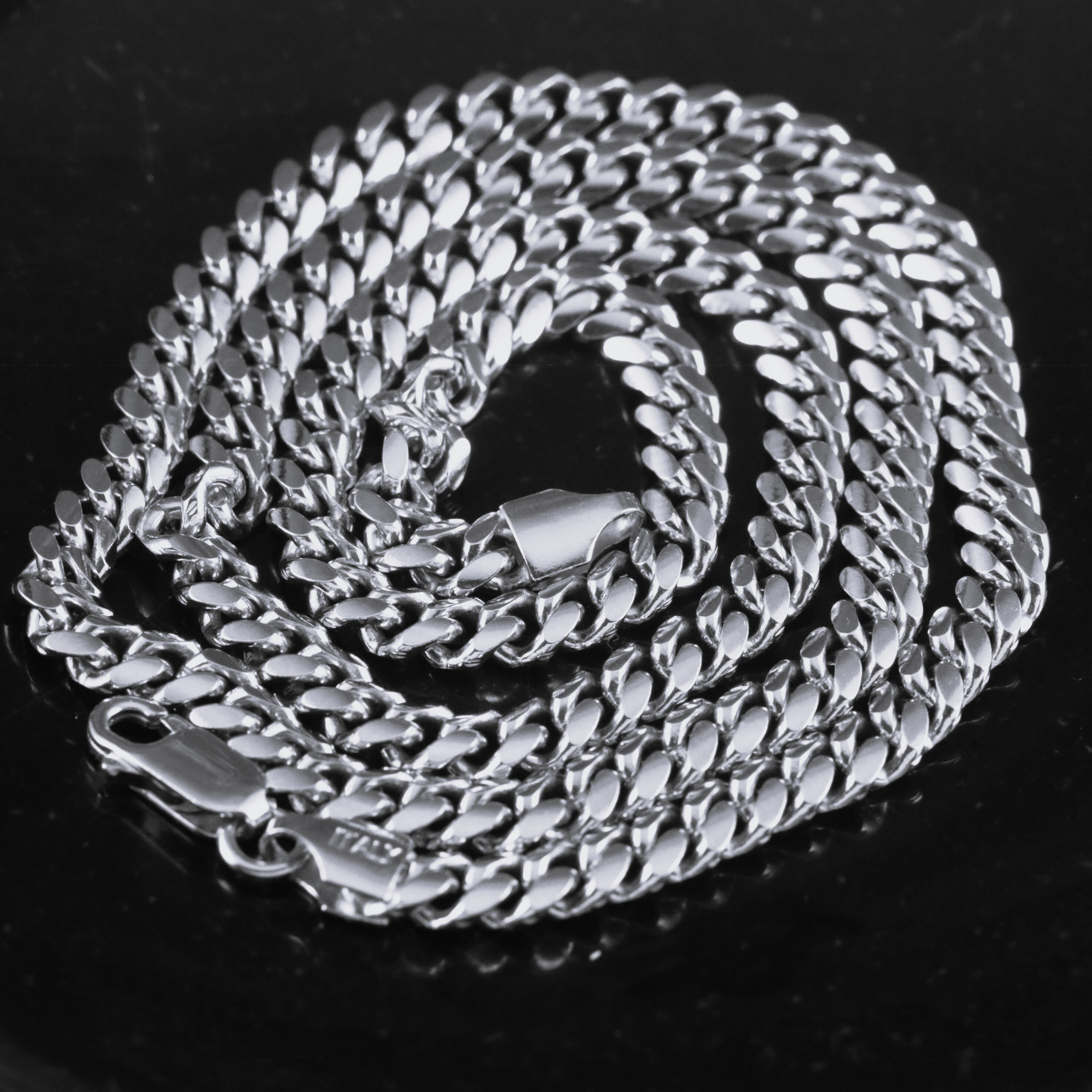 Silver Miami Cuban Link Chain 5 Mm, 925 Sterling Rhodium Plated