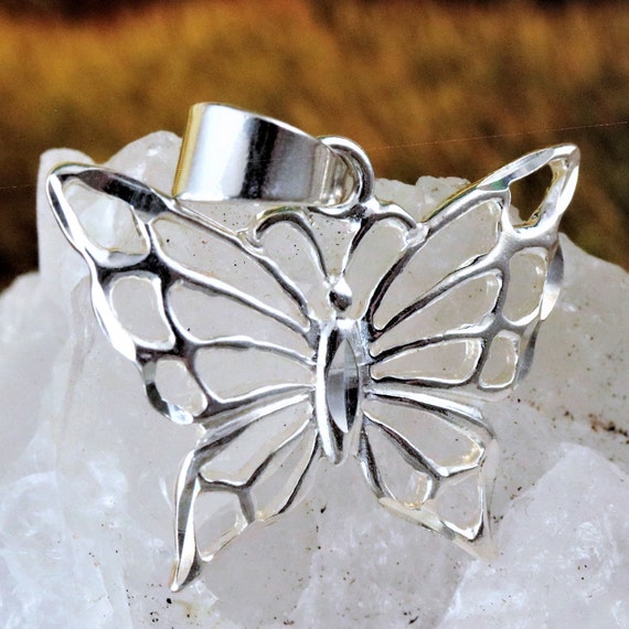 Silver Butterfly Pendant, 3/4