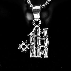 Sterling #1 MOM-bedel, borgring van 5/8&quot; + 3/8&quot; 9,925 zilver. Moederdagcadeau voor mama, haar. Gepolijste diamantvorm. Snelle gratis verzending.