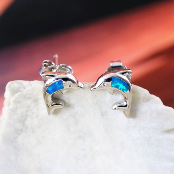 Synthetic Opal 3/4 Hoop Earrings Sterling Silver Oxidized Finish Synthetic Opal 3/4 Hoop Earrings Sterling Silver Oxidized Finish