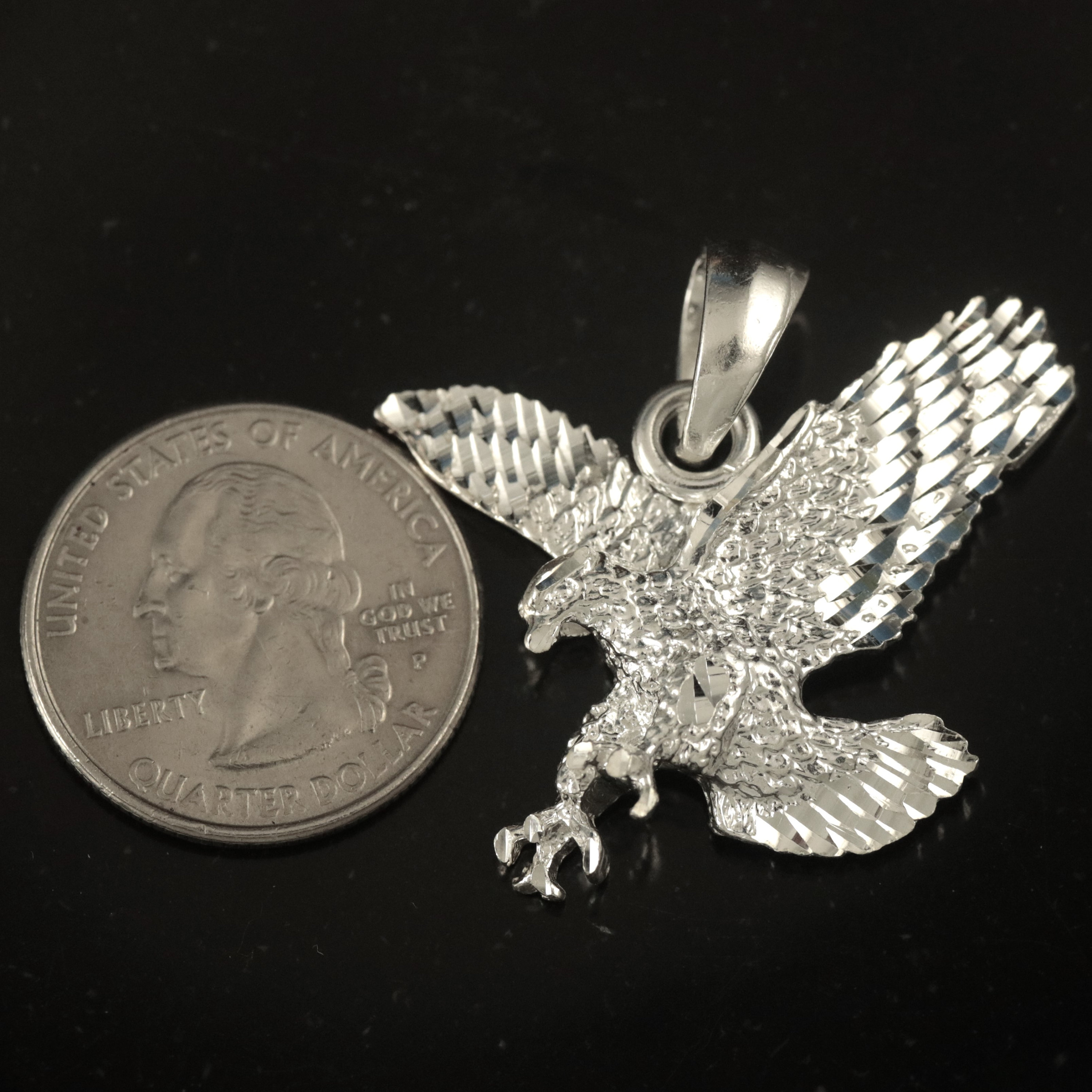 Silver Eagle Pendant. 1 1/2