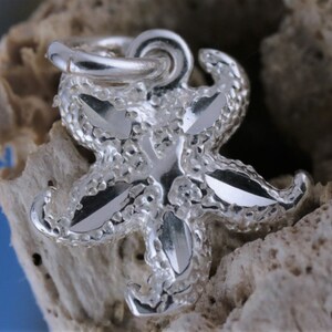 Sterling Silber Seestern-Anhänger, 925er Diamantschliff-Seestern-Anhänger, Geschenk für Sie, schneller kostenloser Versand, Seestern-Schmuck, anlaufgeschützt