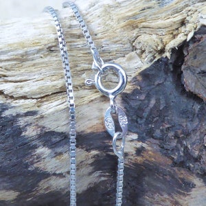 16&quot; Silver Box Chain .95 mm Rhodium Plated .925 Sterling Italian made necklace. Spring ring clasp • Lightweight. FAST FREE shipping