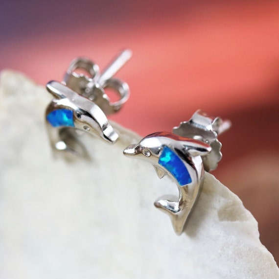 Synthetic Opal 3/4 Hoop Earrings Sterling Silver Oxidized Finish Synthetic Opal 3/4 Hoop Earrings Sterling Silver Oxidized Finish