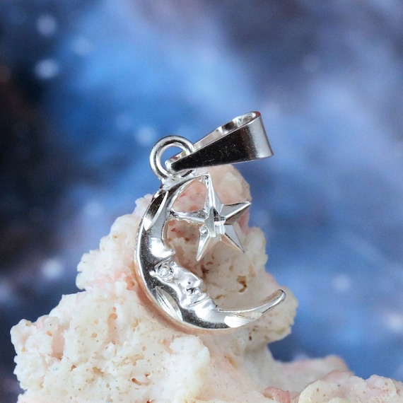 Collana in argento sterling con luna e stelle e ambra - Italia