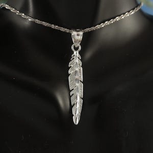 Diamond Cut Sterling Silver Feather Pendant