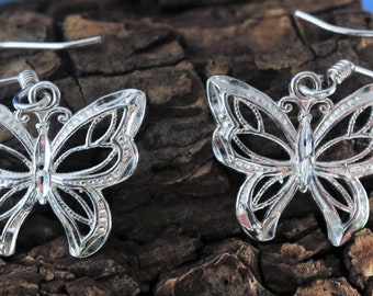 Orecchini A Farfalla In Argento Rodiato 925 Con Zirconia - 3x5mm, Classici E Intramontabili