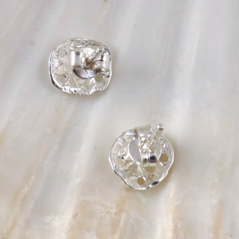 Sand Dollar post earrings, 5/16 .925 Sterling Silver small Diamond cut studs, Sea life jewelry, Fast Free Shipping, gift for her image 4