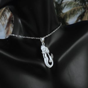 Silver Mermaid Pendant 1 1/4" tall + 1/4" bail .925 Sterling Diamond Cut Siren charm, Fast Free Shipping. mermaid necklace