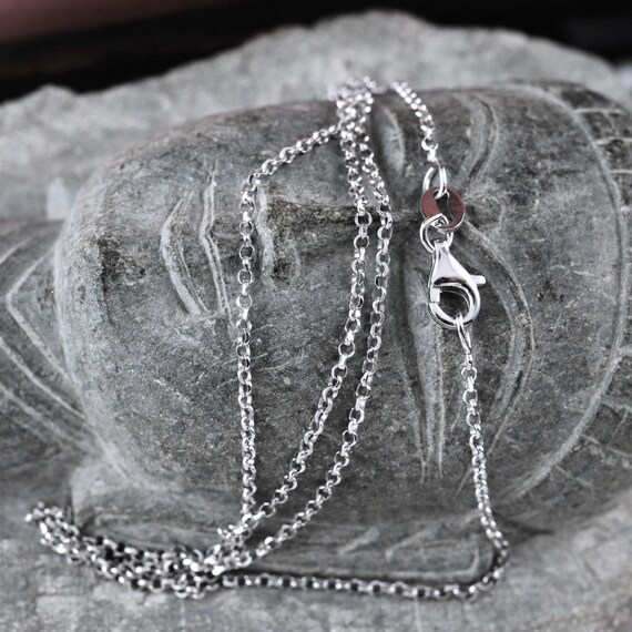 Alfred & Vincent 1.4mm Rolo Link Chain Necklace - Black Gunmetal 925 Sterling Silver Made In Italy (14-24 Inches)
