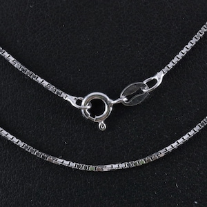 Silver .95 mm Box Chain. .925 Sterling Rhodium Plated necklace • 5 lengths. spring ring clasp • Lightweight Italian made. FAST FREE SHIPPING