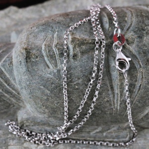 Silver Rolo chain, 20&quot; Italian Rhodium Plated .925 Sterling 1mm round link necklace, lobster claw lock. Fast Free shipping, light weight