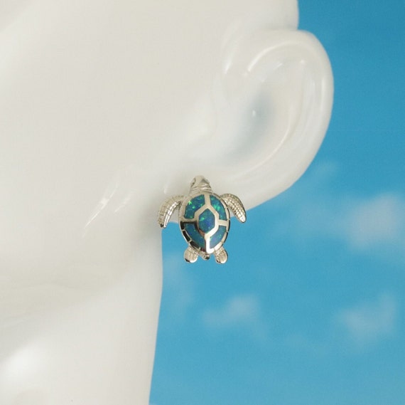 Orecchini Tartaruga Marina In Argento Sterling 925 Con Opale Blu – Gioiello Elegante Per Donna – Regalo In Confezione Regalo - 5