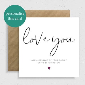 Personalised Love You Card, Love You Card, Love, Personalised Valentines, Valentines Day, Girlfriend, Boyfriend, Wife, Husband, Anniversary
