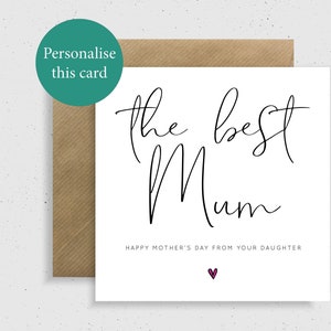 De parte de la hija, Día de la Madre, Mejor mamá, Tarjeta premium para el Día de la Madre de parte de la hija, Mamá de parte de la hija, Tarjeta para el Día de la Madre, Día de la Madre, Día de la Madre en el Reino Unido