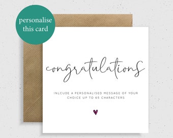 Personalised Congratulations Card, Congratulations Card, Personalised, Proud of You, Proud, Congratulations, You Passed, New Job, Well Done