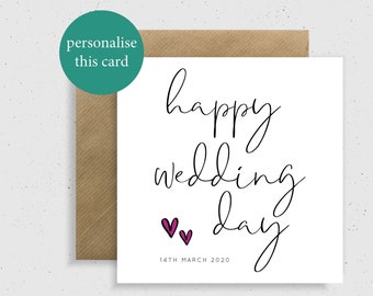 Personalised Happy Wedding Day Card, Wedding Date, Wedding Day Card, Wedding Day, Wedding, Happy Wedding Day, Personalised, Wedding Day Date