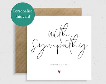 Sympathy Card, Condolence, Thinking of You, Sometimes there are no words, Bereavement, Simple Sympathy Card, Funeral, Send Hugs,Personalised