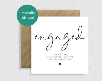 Personalised Engagement Card, Engagement Card, Congratulations on Your Engagement, Engaged, Proposed, Congratulations, Personalised Engaged