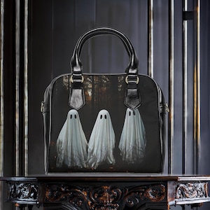Gothic Ghosts Shoulder Handbag, Creepy Ghosts Purse, Spooky Ghost Handbag, Halloween Ghosts Bag, Haunted Ghosts Shoulder Bag