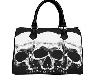 Skull Barrel Handbag, Gothic Style PU Leather Purse