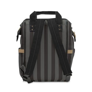 Striped Nylon Diaper Backpack, Baby Goth Nappy Bag image 2