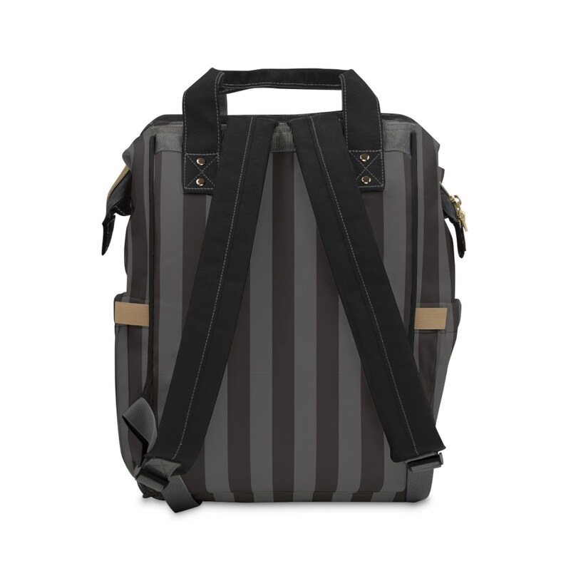 Striped Nylon Diaper Backpack, Baby Goth Nappy Bag image 2