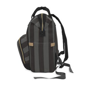 Striped Nylon Diaper Backpack, Baby Goth Nappy Bag image 3