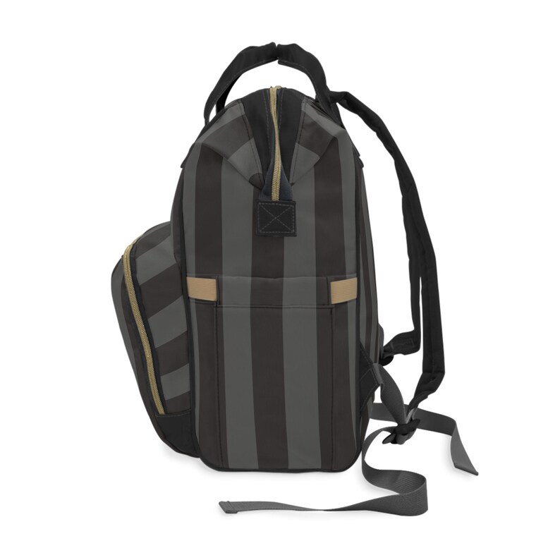 Striped Nylon Diaper Backpack, Baby Goth Nappy Bag image 3