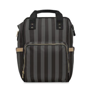 Striped Nylon Diaper Backpack, Baby Goth Nappy Bag image 1