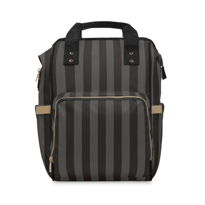 Striped Nylon Diaper Backpack, Baby Goth Nappy Bag image 1