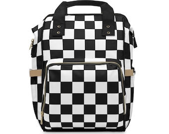 Goth Checkered Diaper Backpack, Alternative Parenting Bag