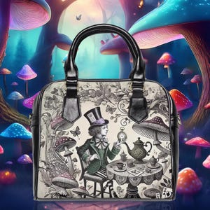 Alice in wonderland Mad Hatter, Purse, Shoulder Handbag, Tote Bag, Crossbody Bag, Messenger Bag, Fashion Accessory