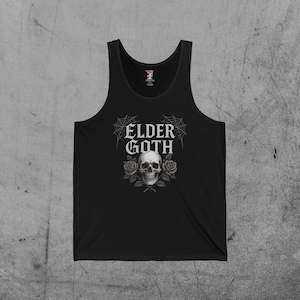 Elder Goth Unisex Jersey Tank, Gothic Apparel, Alternative Fashion, Dark Aesthetic, Halloween Clothing, Gift for Goths
