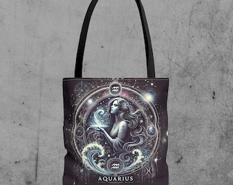 Celestial Aquarius Tote Bag: Astrological Zodiac Print