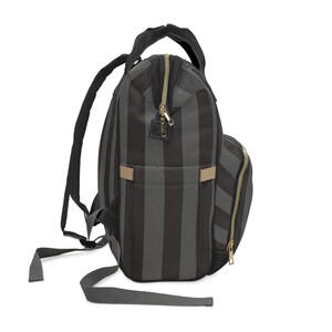 Striped Nylon Diaper Backpack, Baby Goth Nappy Bag image 4
