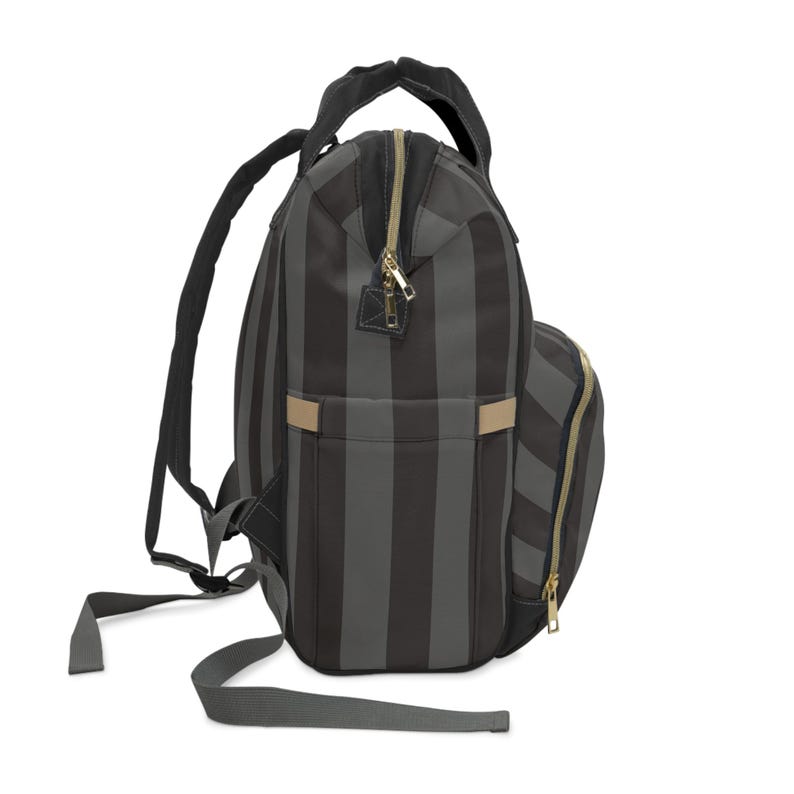 Striped Nylon Diaper Backpack, Baby Goth Nappy Bag image 4