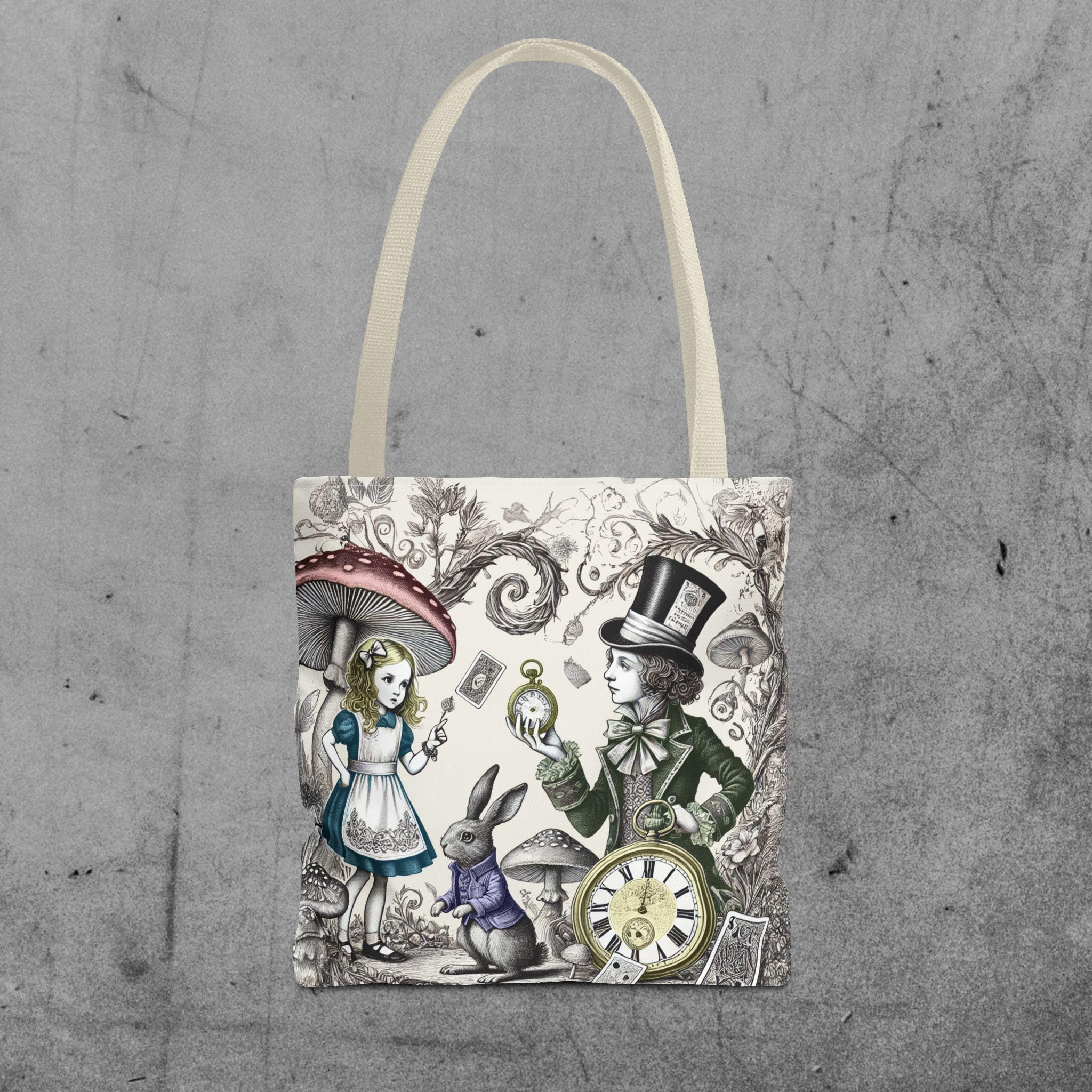 G2TUP Alice Tote Bag – Baumwoll-Tragetasche Mit Alice Im Wunderland Design, 38x35 Cm