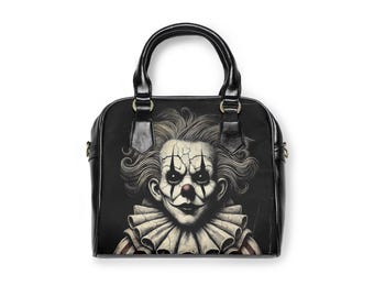 Creepy Clown Shoulder Bag – Gothic Halloween Purse, Horror Gift