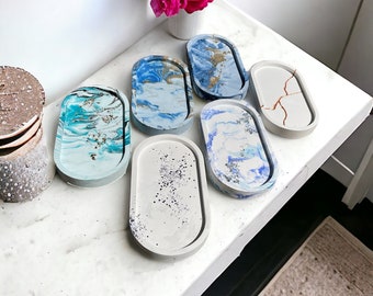 Oval Cement Tray, Trinket Tray, Cute Vanity Decor