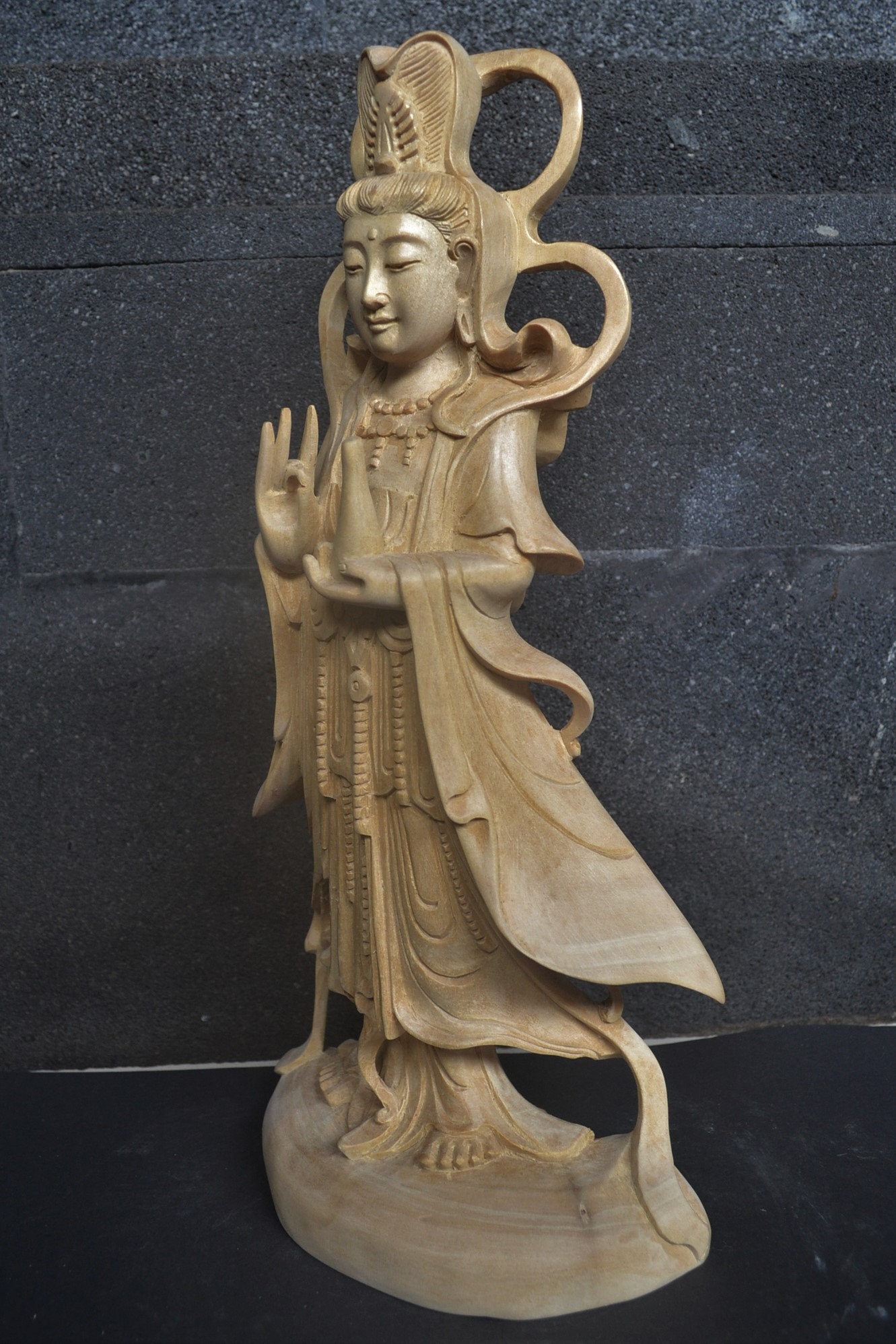 12.4 31 cm Kwan Yin Wooden Statue figure sculpture of | Etsy
