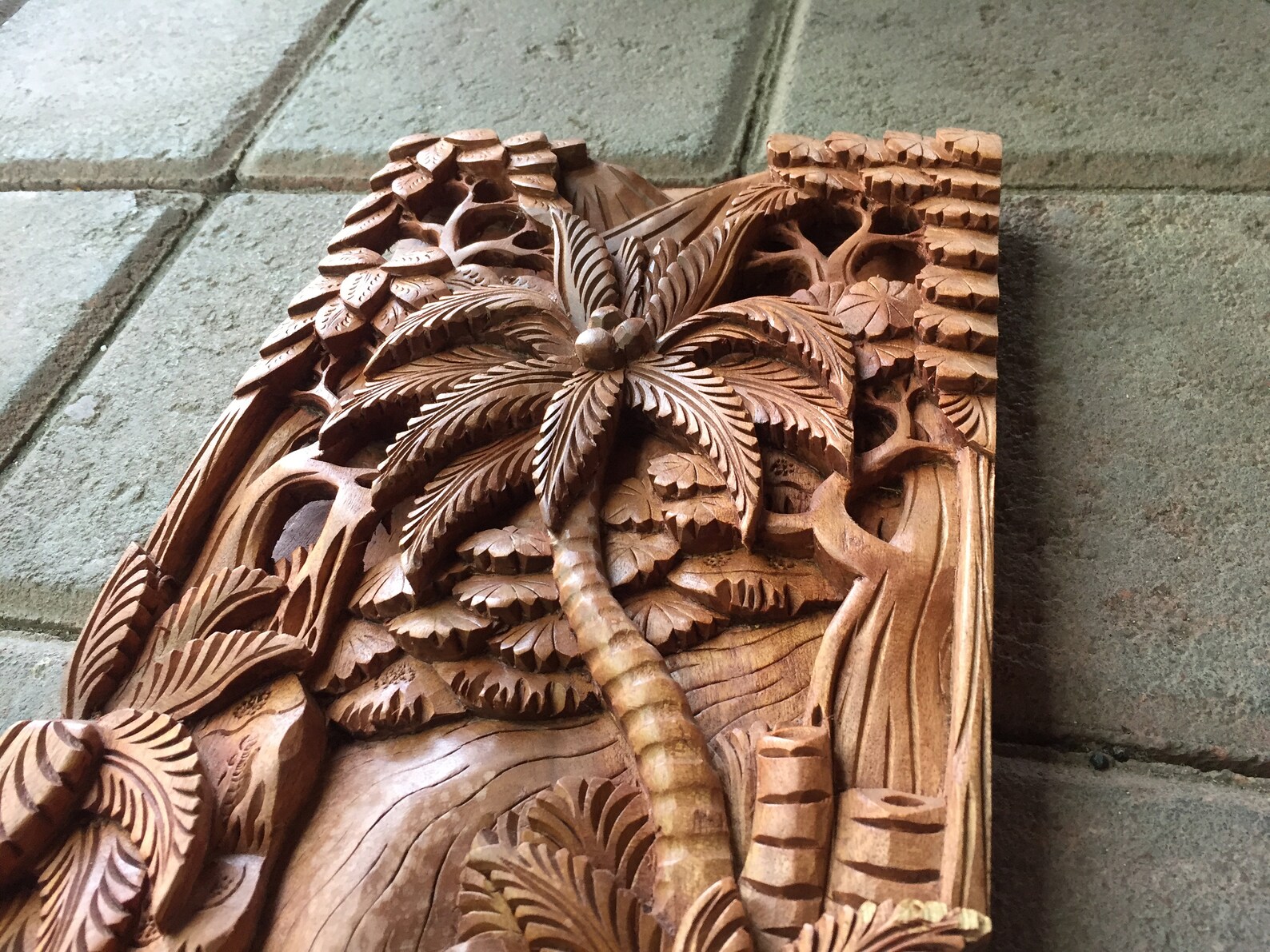 16 40 cm Nature Coconut Tree Wooden Wall Hanging A6 Etsy