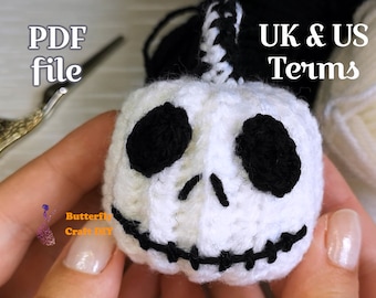 PDF Pattern Crochet Halloween Skull  * Crochet Pumpkin Skull Pattern