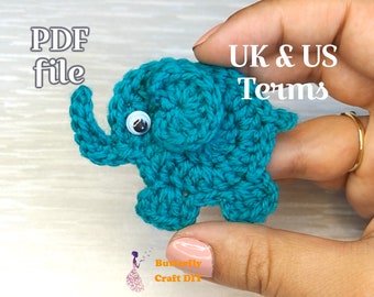 PDF Pattern Elephant Crochet Pocket Hug : RAOCK ideas, Bereavement, grief, loss, thinking of you gift / Crochet Elephant Applique Pattern