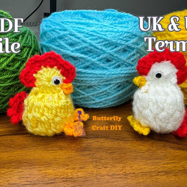 PDF File Pattern Crochet Chicken / Crochet Mini Chicken Keychain DIGITAL PDF Pattern / Crochet Pocket Hug Pattern / Crochet little chicken