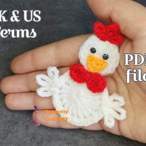 PDF Pattern Chicken Crochet Pocket Hug / Crochet key chain chicken  pattern / Easter crochet pattern/ Crochet hen / Crochet chicken applique