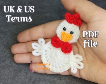 PDF Pattern Chicken Crochet Pocket Hug / Crochet key chain chicken  pattern / Easter crochet pattern/ Crochet hen / Crochet chicken applique