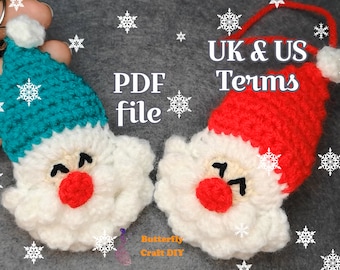 Crochet Santa Claus Face PDF Pattern * Crochet Christmas, crochet pattern, pdf Christmas gift Christmas Tree hanging decoration pattern